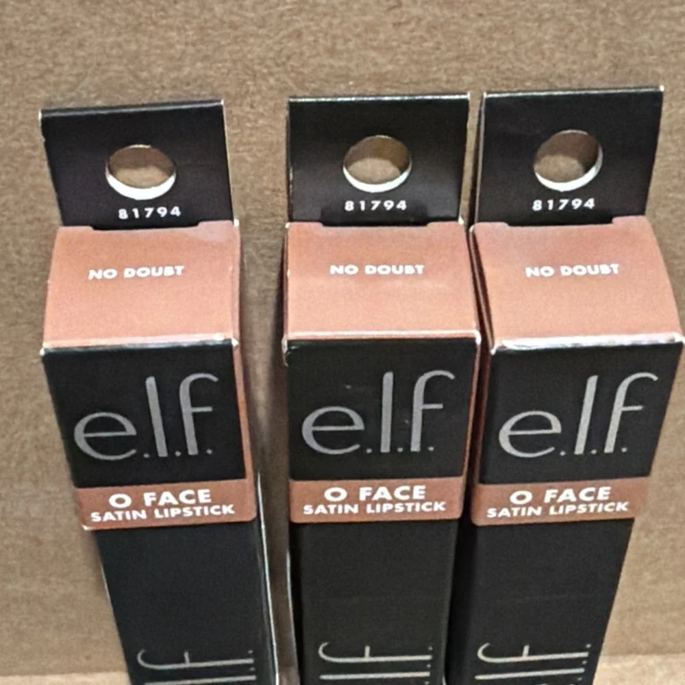 e.l.f. O Face Satin Lipstick, Long-Lasting Creamy Lipstick,  No Doubt Lot Of 3